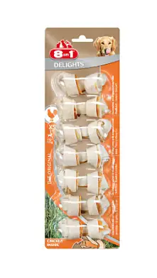 8in1 DELIGHTS XS лакомство для собак мелких пород, косточки из сушеной говяжьей кожи с куриным мясом