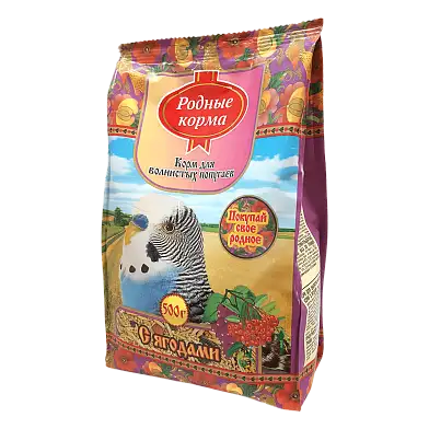 Родные корма Сухой корм для волнистых попугаев с ягодами